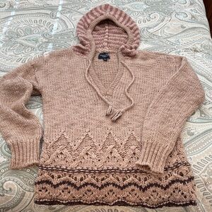 American Eagle Outfitters Pink and Brown Knit Sweater